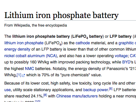 Lithium iron phosphate battery